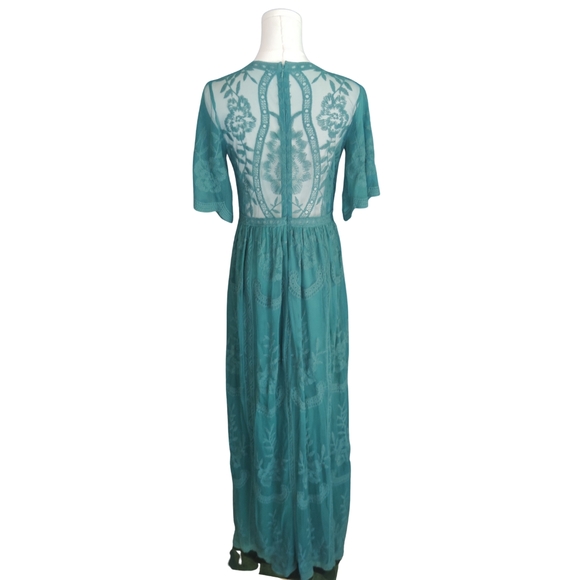 Blush Teal Maxi Dress with Embroidered Details - Picture 4 of 8